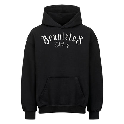 Backseat Oversized Hoodie Schwarz Vorderseite - Branielos Gothic Biker Premium Streetwear 380GSM