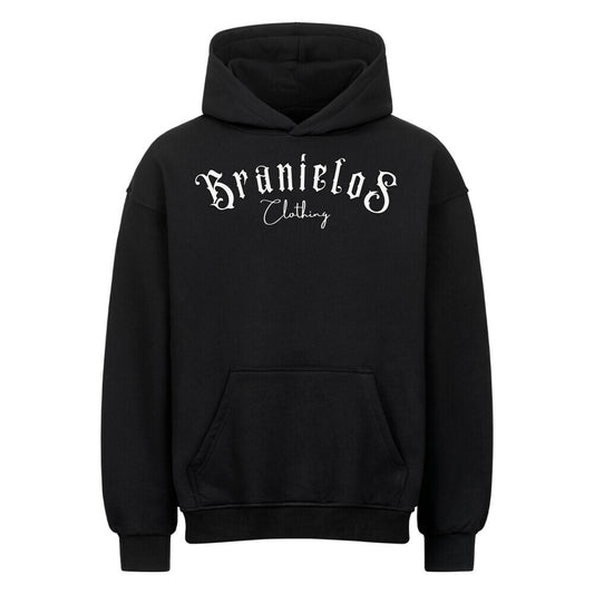 Backseat Oversized Hoodie Schwarz Vorderseite - Branielos Gothic Biker Premium Streetwear 380GSM