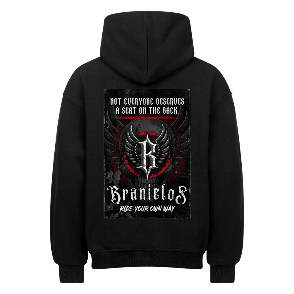 Backseat Oversized Hoodie Schwarz Rückseite - Branielos Not everyone deserves a seat on the back