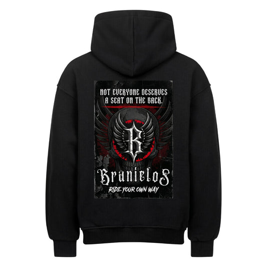 Backseat Oversized Hoodie Schwarz Rückseite - Branielos Not everyone deserves a seat on the back